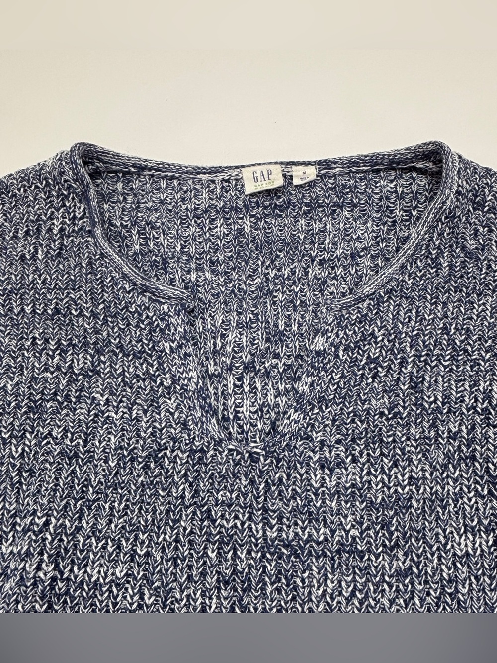 GAP Marled Cotton Knit Sweater Medium Coastal Grandpa Cozy Casual Fall - Picture 3 of 11